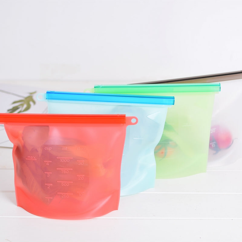 Reusable Silicone Vacuum Seal Food Fresh Bag Fruit Meat Milk Storage Containers Refrigerator Bag Kitchen Organizer