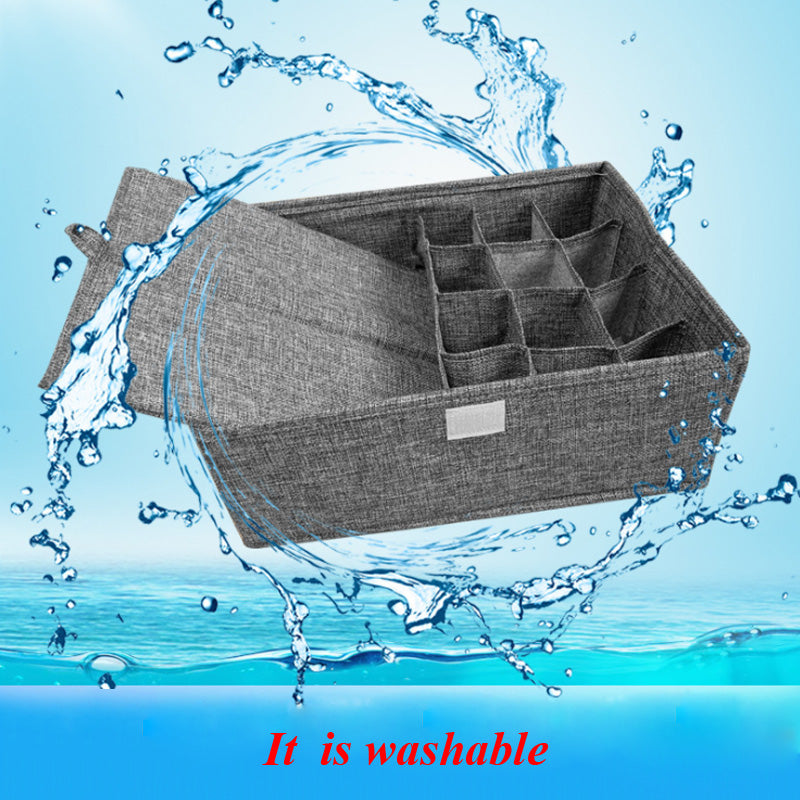 Washable Bra Underwear Storage Box With Cover linen Folding Cases Necktie Socks Underwear Clothing Organizer Container