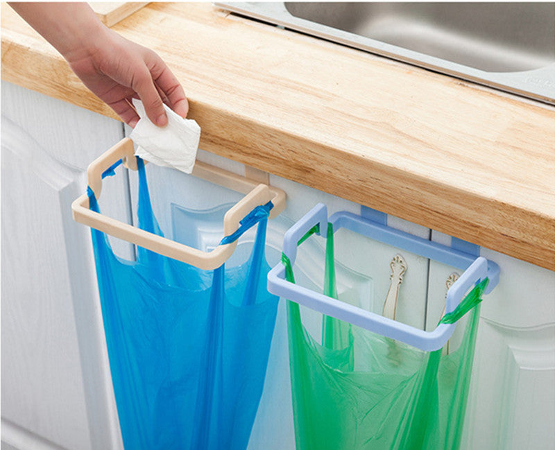 Garbage Bag Hanging Holder Cupboard Door Back Trash Rack Kitchen Cabinets Storage Towel Shelf Holders Storage