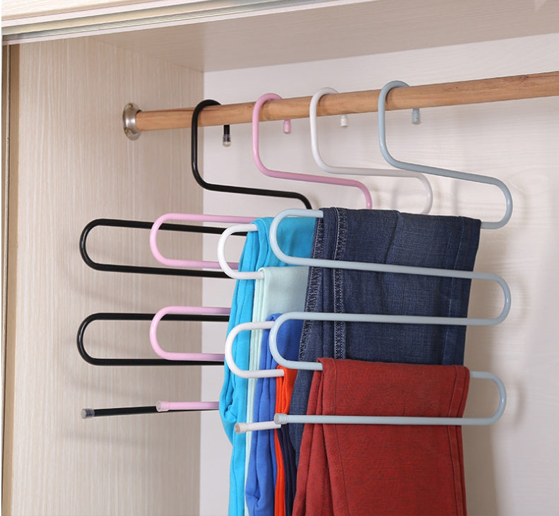 Multilayer Fish Bone Shape Stainless Steel Clothing Storage Racks Clothes Hanger Storage Holder Wardrobe Laundry Drying Rack