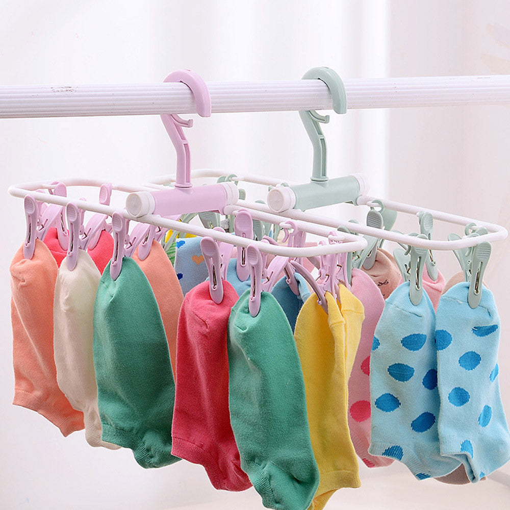 12 Clip Folding Drying Rack Underwear Socks Clip Multi-functional Clothes Rack Hot Sale High Quality New Patterns