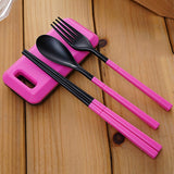 1 Set Portable Folding Travel Dinnerware Set Tableware Cutlery Fork For Traveling Camping Picnic Kids Adult for Bento Lunch DA