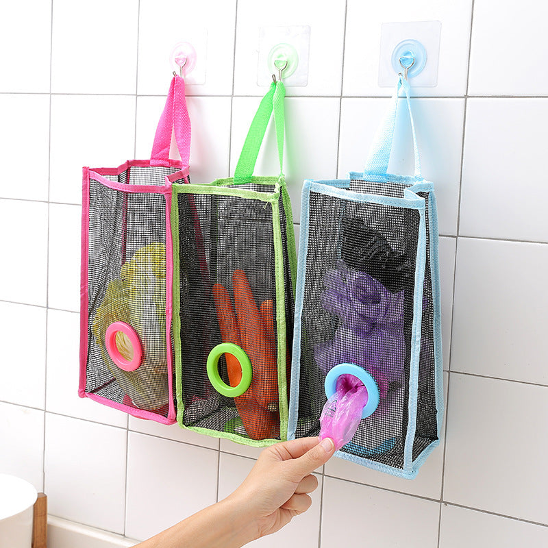 kitchen garbage bags hanging storage mesh bag convenient extraction storage bag organizer
