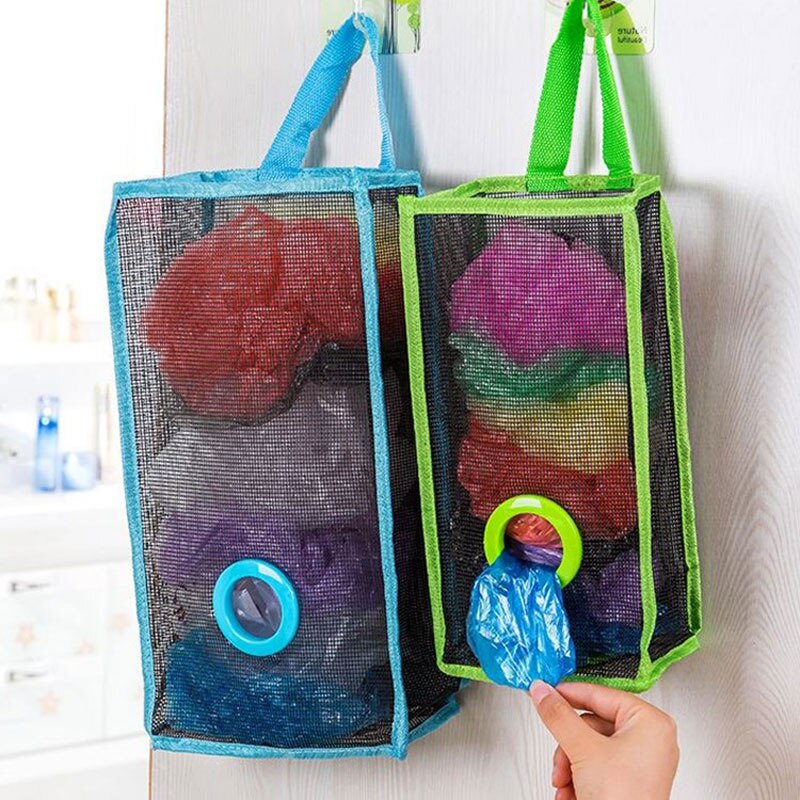 kitchen garbage bags hanging storage mesh bag convenient extraction storage bag organizer