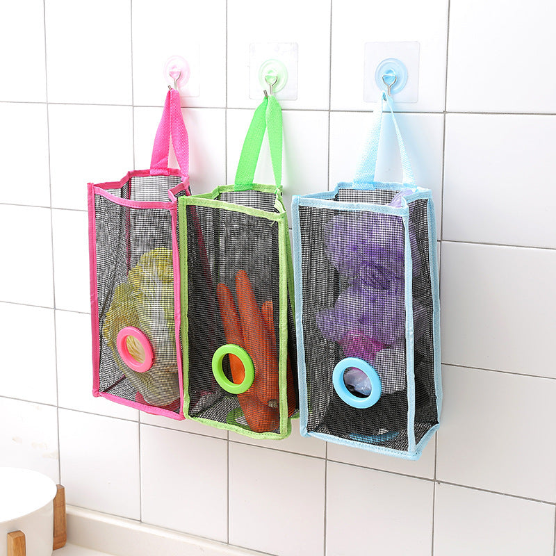 kitchen garbage bags hanging storage mesh bag convenient extraction storage bag organizer