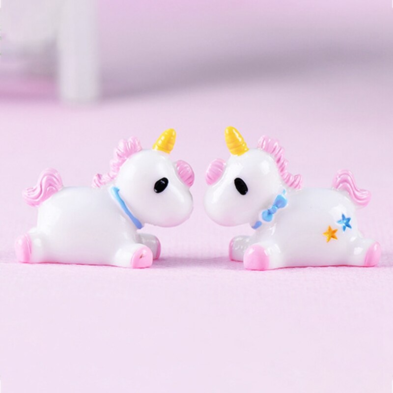 1 Pc Unicorn Figurine Miniature Statue Decoration For Mini Fairy Garden Micro Landscape Cartoon Animal Resin Craft