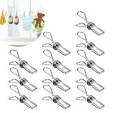 20pcs Multipurpose Stainless Steel Clips Clothes Pins Pegs Holders Clothing Clamps Sealing Clip Household Clothespin