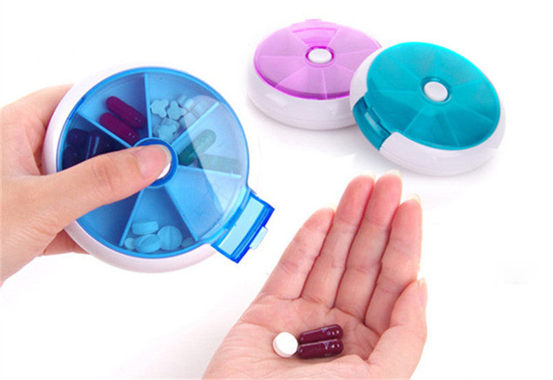 New 7 Slots button rotary Pill Cases Jewelry candy box Storage Box Vitamin Medicine Pill Box Storage Case Container