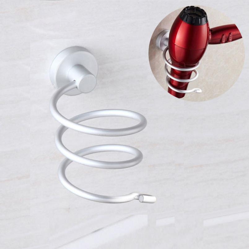 Bathroom Hair Dryer Holder Wall Mounted Rack Space Save Shelf Storage Organizer Aluminum Hairdryer Holder Multi-function hanger