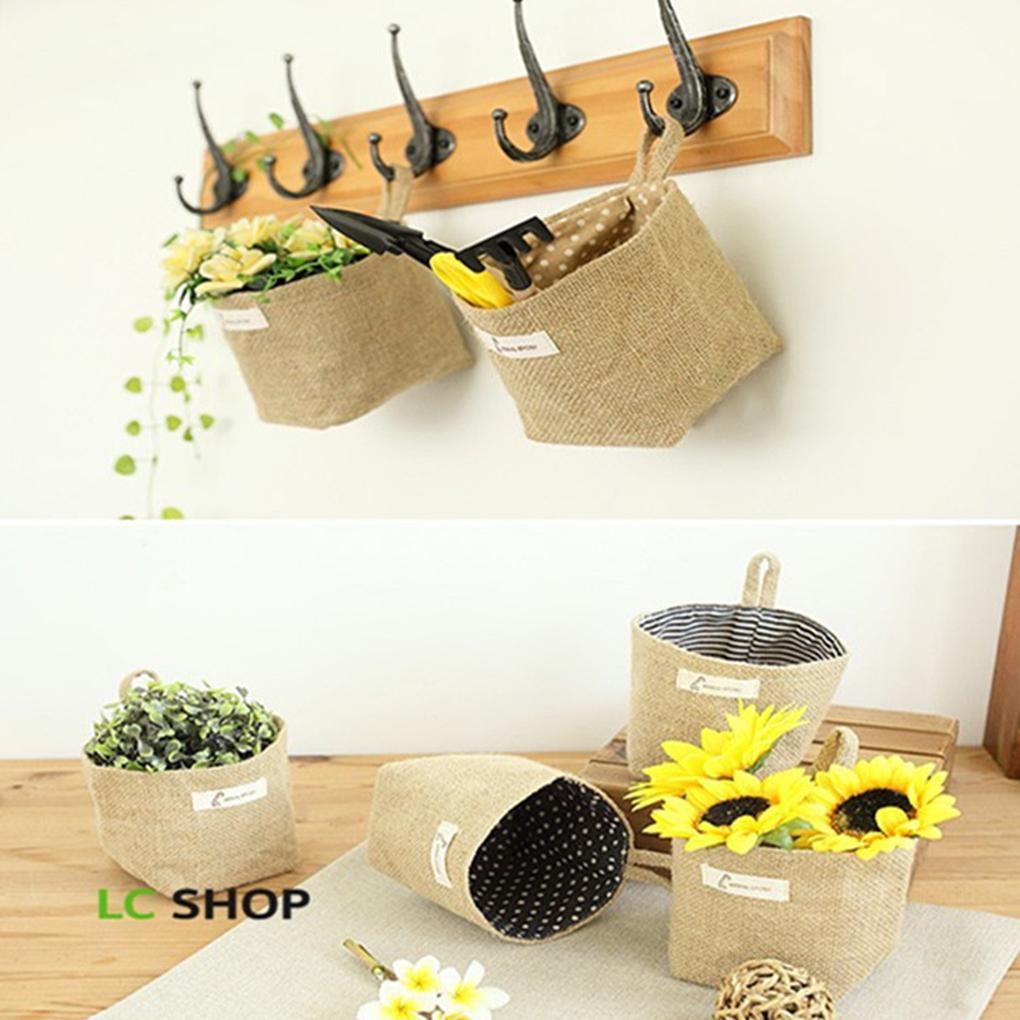 New Living Room Storage Sack Cloth bags Hanging Grocery Cloth Flowerpot Housing Basket