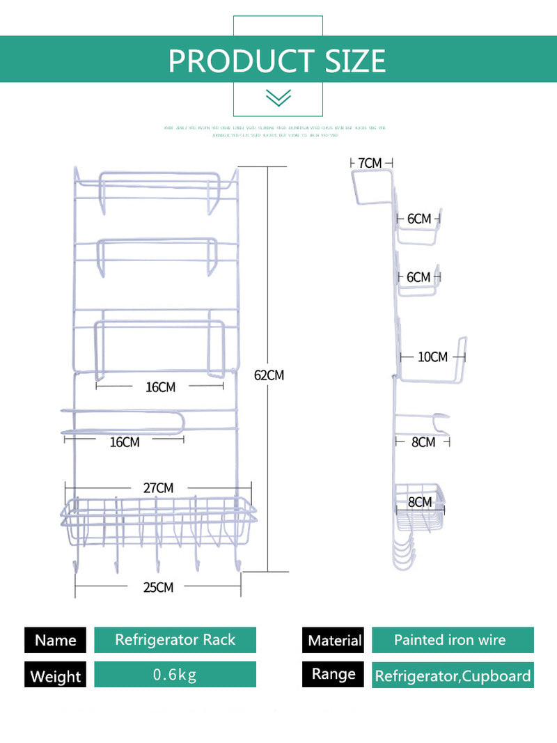 Refrigerator Rack Side Shelf Sidewall Holder Multifunctional Kitchen Supplies Organizer Household Multi-layer Fridge Storage