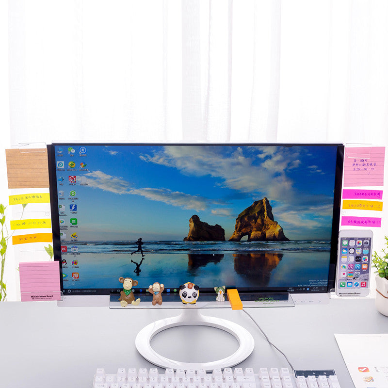 New Computer Display Screen Sticker Acrylic Adhesive Sticky Notes with Charging Hole Phone Holder Bookmark Notes Message Board