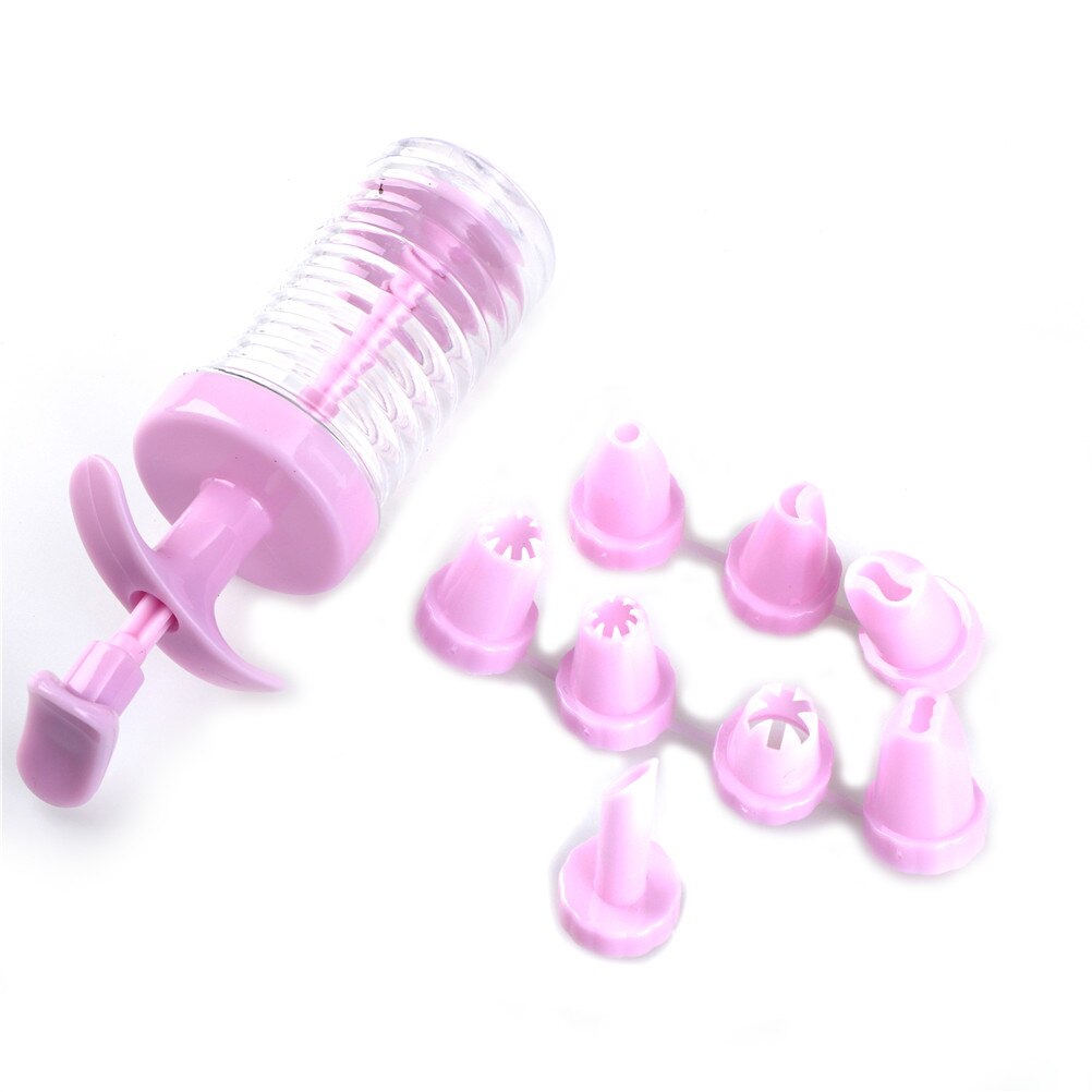 1 Pcs Plastic 8 Cake Nozzles Icing Syringe Mold Cake Decorating Piping Cream Syringe Tips Set Tool Cake Decoration Baking Set