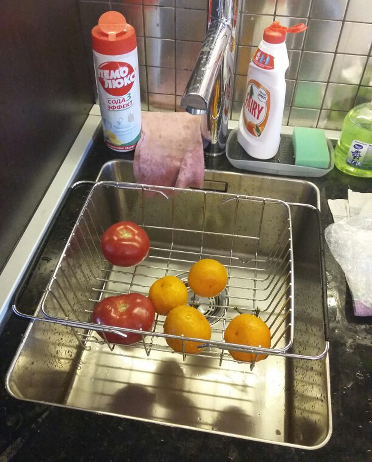 Stainless Steel Vegetables Drain Rack Adjustable Sink Fruit Storage Holder Dish Home Organizer Drying  Kitchen Functional Basket