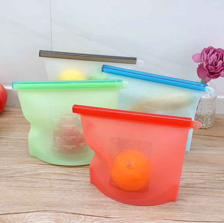 4pcs Reusable Silicone Vacuum Food Fresh Bags Wraps Fridge Food Storage Containers Refrigerator Bag Kitchen Colored Bag