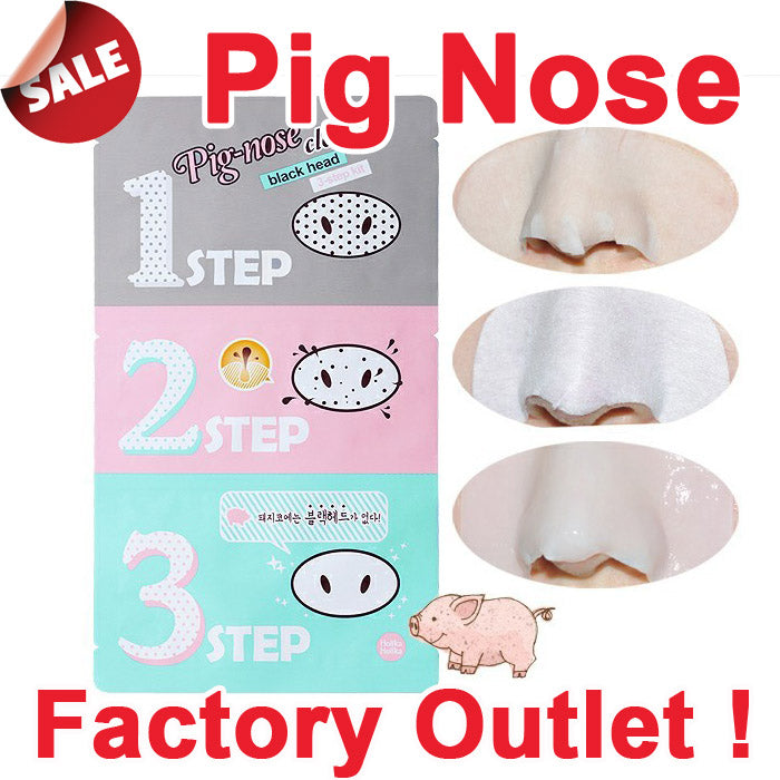 1 PC. Facial Skin Care Head Massage Clean Blackheads Remove Beauticians Pig Nose Acne Mask Stickers 3 Step Kit Black