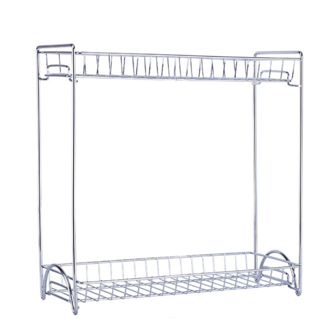 Two Layers Stainless Steel Detachable Storage Shelf Rack Home Kitchen Seasoning Holder Organizer - Silver