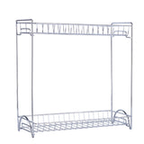 Two Layers Stainless Steel Detachable Storage Shelf Rack Home Kitchen Seasoning Holder Organizer - Silver