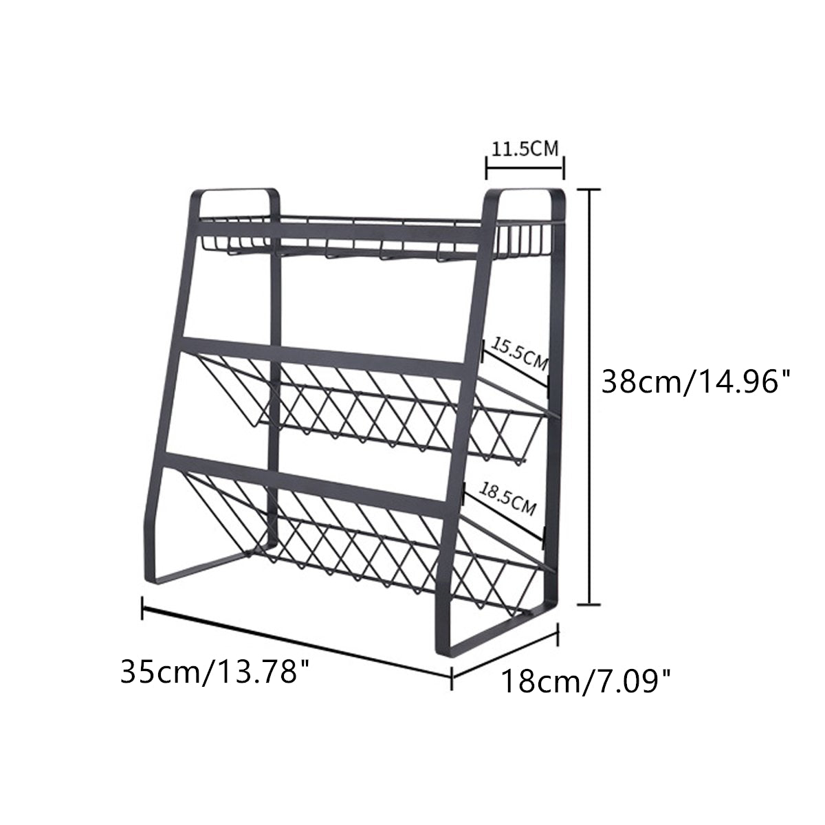 3 Layers Metal Multifunction Storage Rack Holder Kitchen Tool Organizer Seasoning Bottles Stand Shelf Dish Bowl Drain Rack