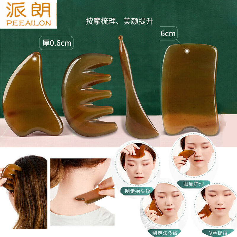 派朗天然牛角刮痧板面部美容器全身通 Pai Lang Tian Ran Niu Jiao Gua Sha Ban Mian Bu Mei Rong Qi