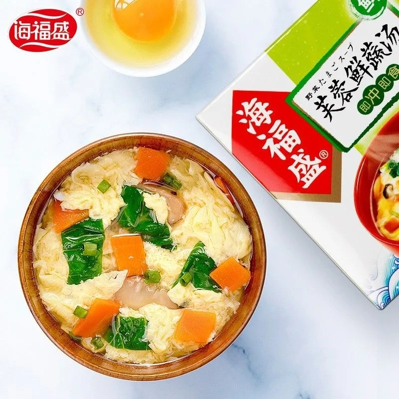 Chinese Food Snacks Instant Soup 零食中国食品小吃 冲泡即食速食汤料包 方便速溶汤 海福盛 芙蓉鲜蔬汤40g/盒