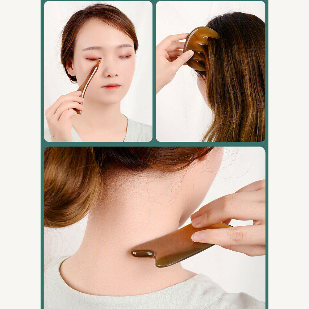 派朗天然牛角刮痧板面部美容器全身通 Pai Lang Tian Ran Niu Jiao Gua Sha Ban Mian Bu Mei Rong Qi