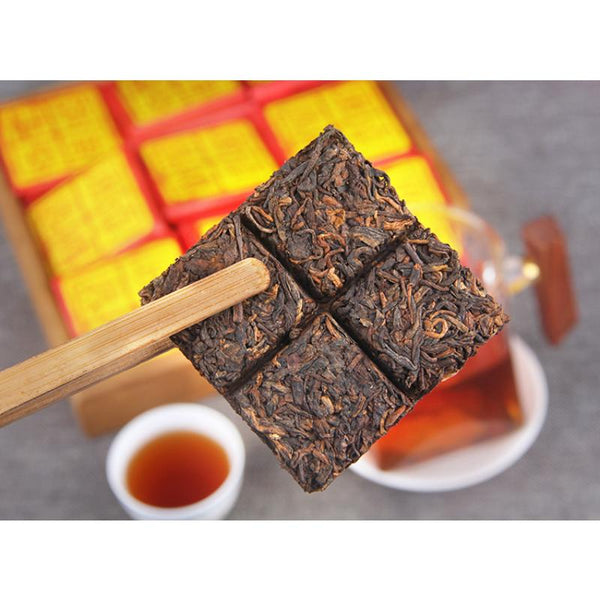 CIFbuy Class Seal Golden Bud Ancient Tree Tea 36g * 10 Pu'er Tea Brick Old Cooked Tea