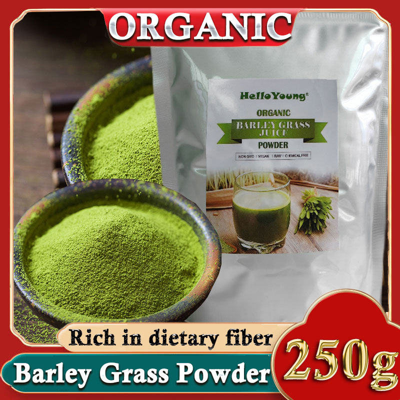 HelloYoung 250g Organic Barley Grass Powder Gluten Free Non-GMO Superfood Grass Juice Powder with Rich Dietary Fiber, No Addtives Main image