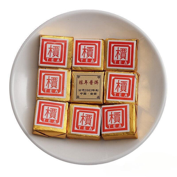 CIFbuy Small Gold Tea Brick 500g Mini Tuo Tea Small Square Brick Aged Pu-erh Ripe Tea