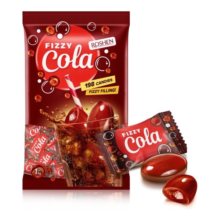 Snacks ROSHEN effervescent soda flavored candy 500g cola sour pop candy Main image