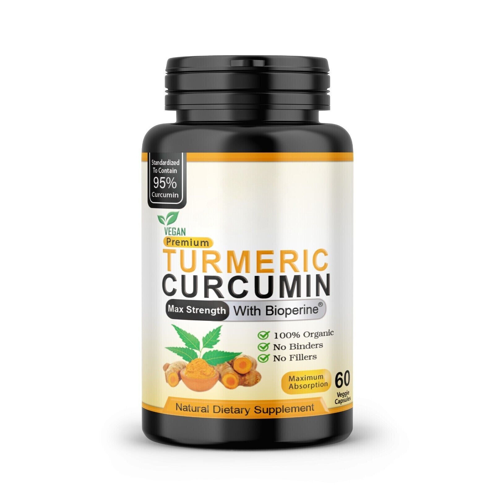 TURMERIC 95% CURCUMIN 10,000mg EXTRACT TUMERIC BLACK PEPPER ANTIOXIDANT BEST Main image