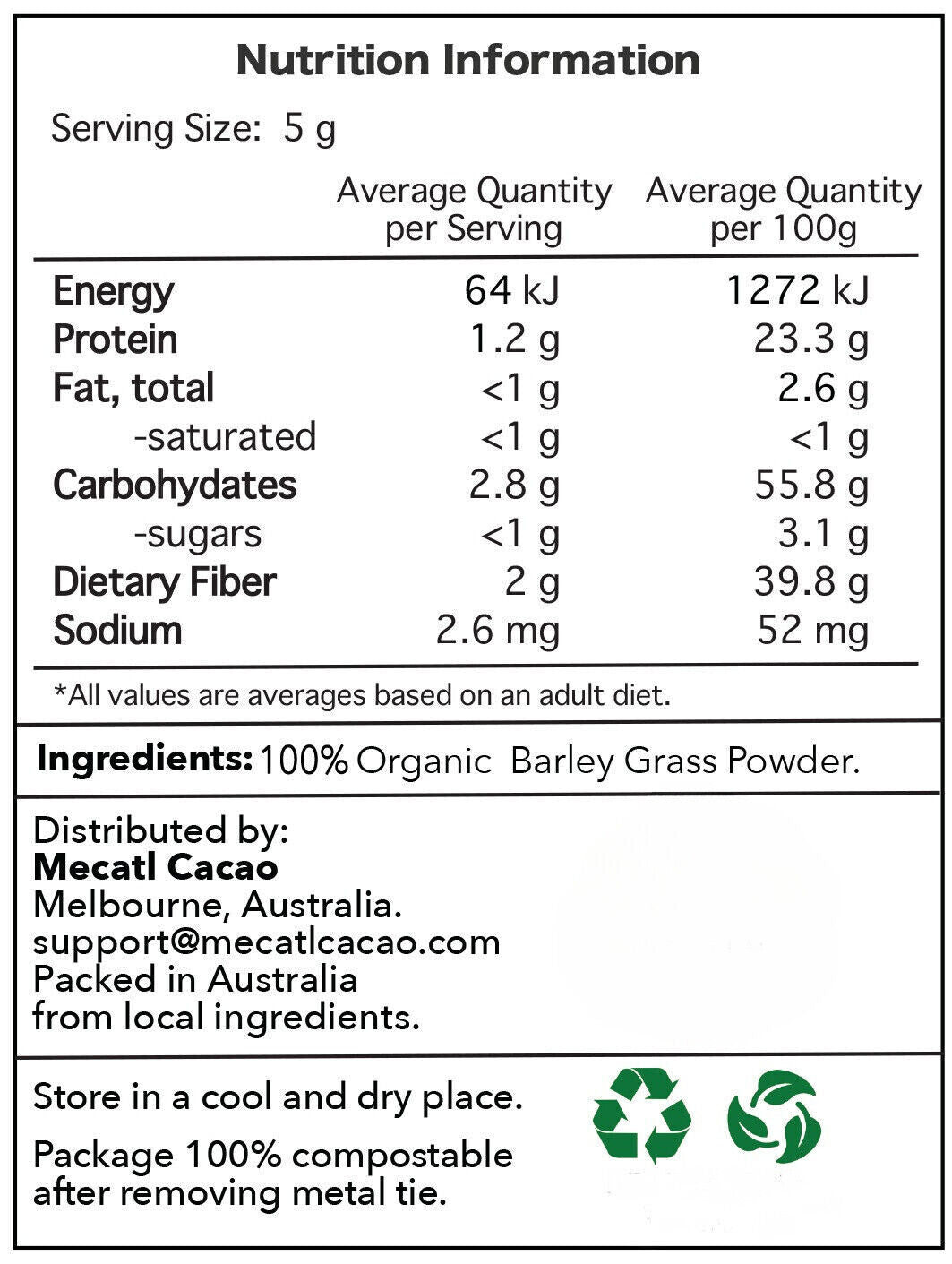Australian Barley Grass Powder 100% Organic 250g Green Superfood FREE Postage