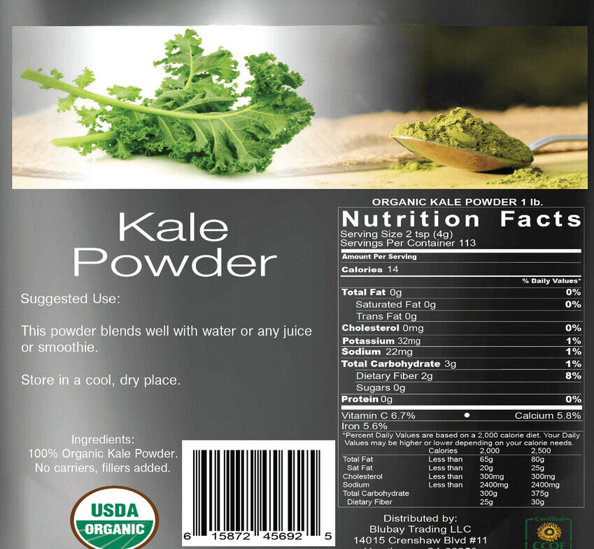 Kale Powder Organic 100% Pure 1.1 lb. Non Gmo Superfood Organic Kale Main image
