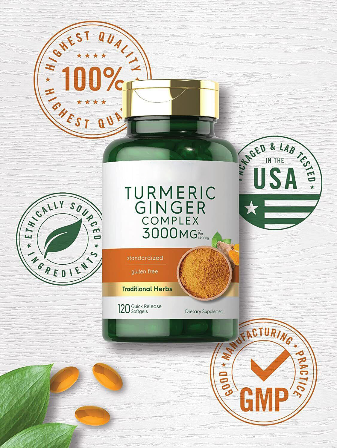 Turmeric Curcumin 2400mg | 180 Capsules | Non-GMO, Gluten Free Main image