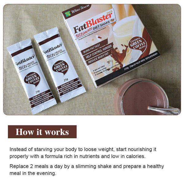 Weight Loss Fat Blaster Chocolate Diet Shake Meal Herbal Slimming 25g*10bags