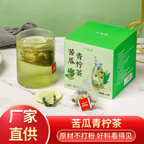 Bitter Melon and Lime Tea Summer Fresh and Healthy Fruit Tea Triangle Bag Tea