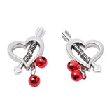 Stainless Steel Sexy Heart Shape Nipple Clamp Clips With Bell BDSM Play Clamps