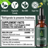 100% Support Lung Cleanse Mullein Leaf Extract Drops All-natural Ingredients