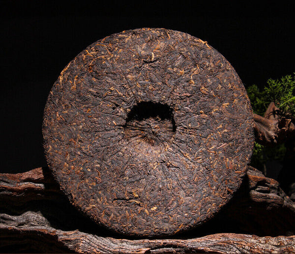 357g Yunnan Pu'er Ripe Tea Cake Menghai Ancient Golden Bud Ripe Tea Cake Ripe Pu