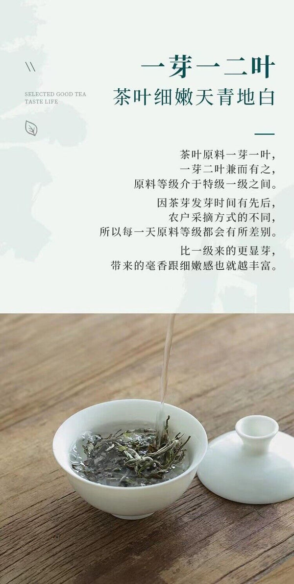 100g Fuding High Mountain Sunlight White Tea White Peony Tea Cake Floral Aroma