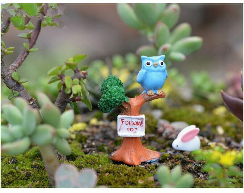 Mini 2pcs Branch Owl Bottle Decoration Supplies Moss Micro Landscape Deco Garden