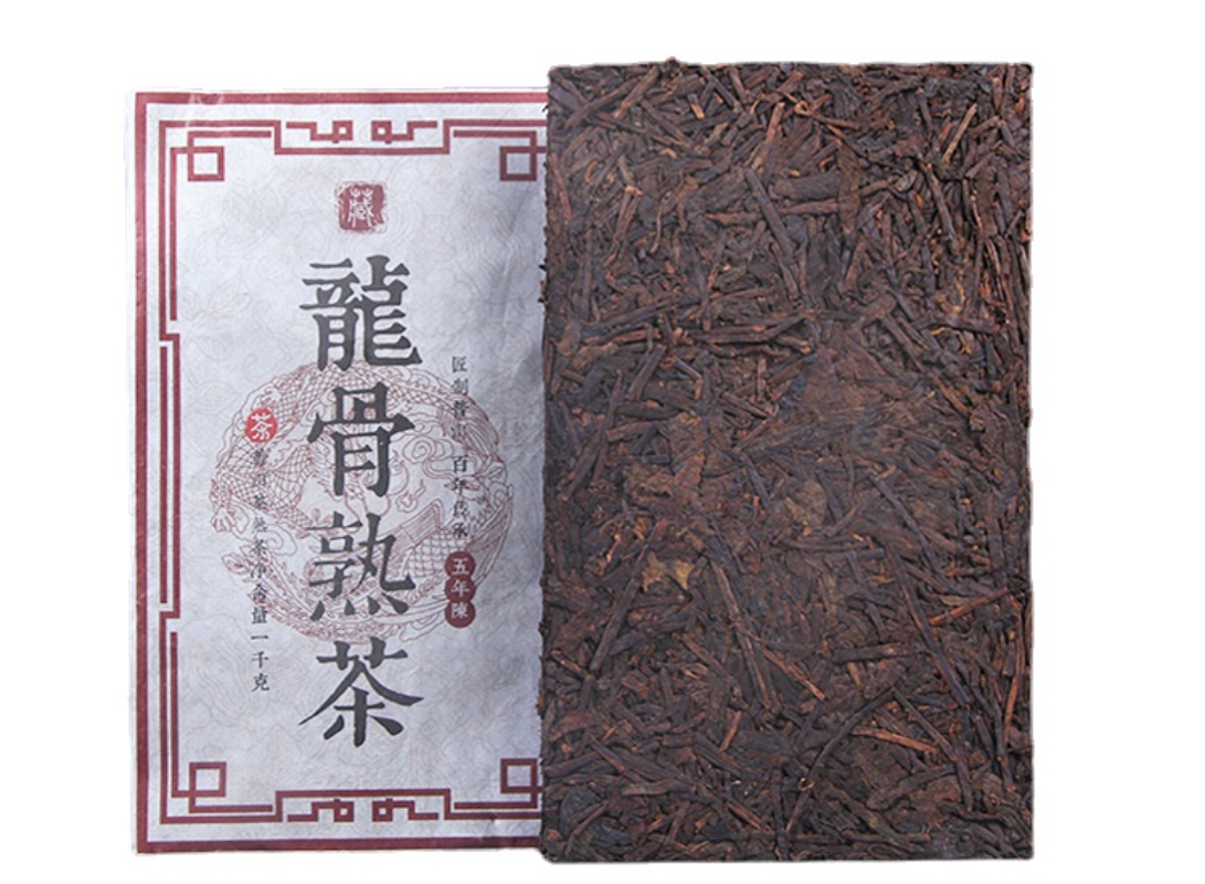 Black Tea Puerh Tea Ripe Tea 1000g Brick Old Tea Stem Dragon Bone Ripe Tea