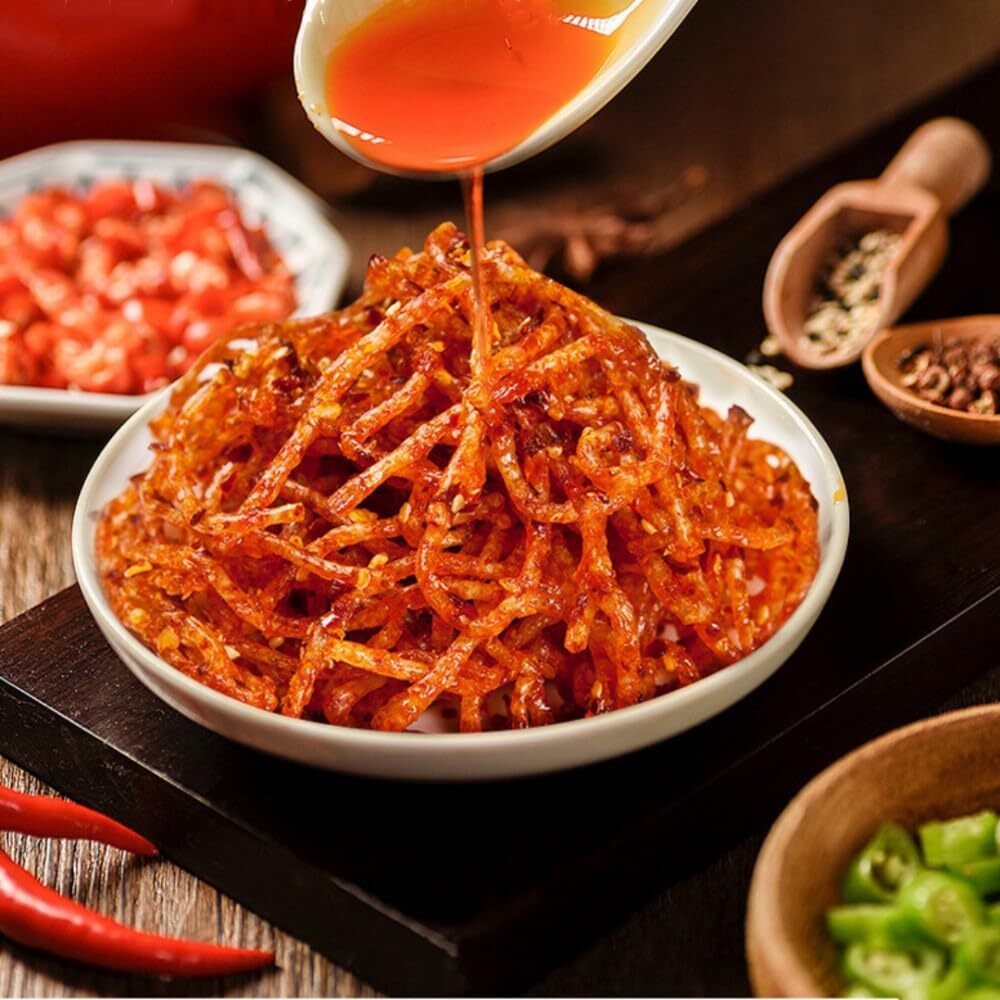 Handmade spicy strips，Mala spicy silk latiao,Chinese Spicy Snack玉峰香辣霸王丝65g Secondary image