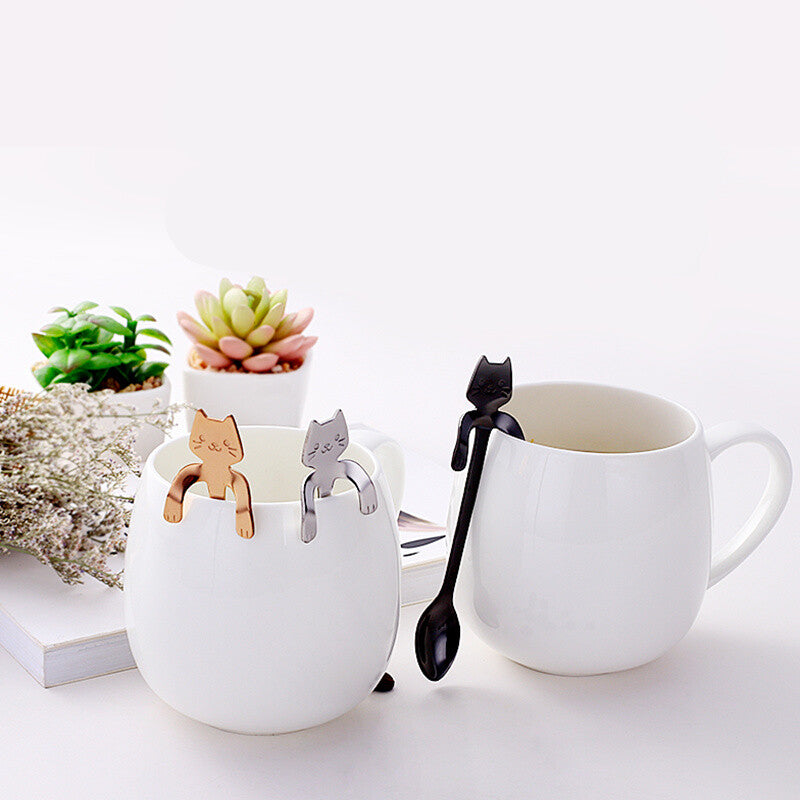 Stainless Steel Spoon Dinnerware Cat Coffee&Tea Spoon Kitchen Flatware Tableware