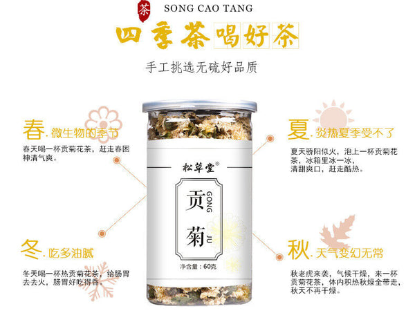 Premium Huangshan Chrysanthemum Flowers White Chrysanthemum Tea 60g