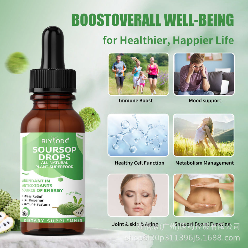 100%Natural Soursop Graviola Liquid Drop for Cell Support & Regeneration 2 fl oz