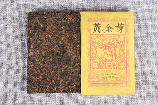 Yunnan Pu'er Ripe Tea Golden Bud Ripe Tea Brick 250g