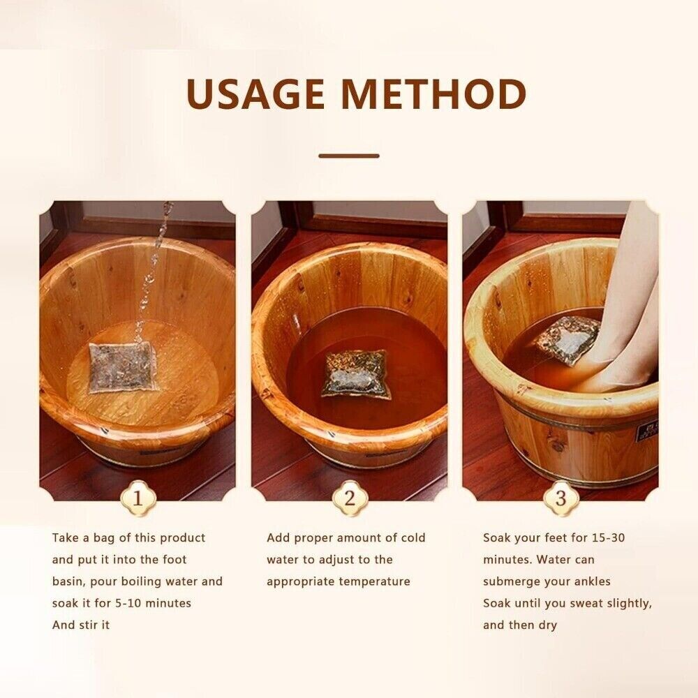 Ginger Herbal Foot Soak 900g Natural Plant Blend with Mugwort & Saffron 30 Pack