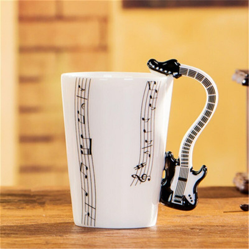 Music Violin Guitar Ceramic Drinkware Mug Coffee Tea Milk Stave Cups with Handle