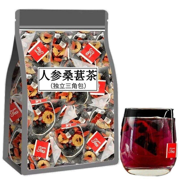 Natural Ginseng Mulberry Black Goji Berry Red Date Dried Health Tea -100g